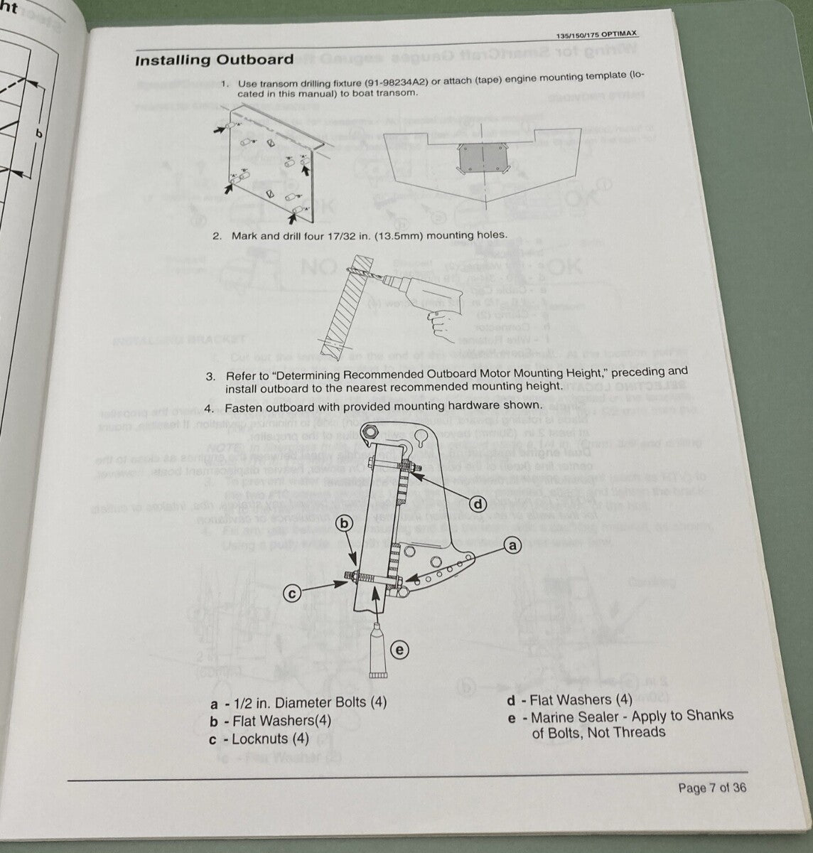 MERCURY QUICKSILVER 90-10200010 OPTIMAX 135/150/175 INSTALLATION MANUAL 2000