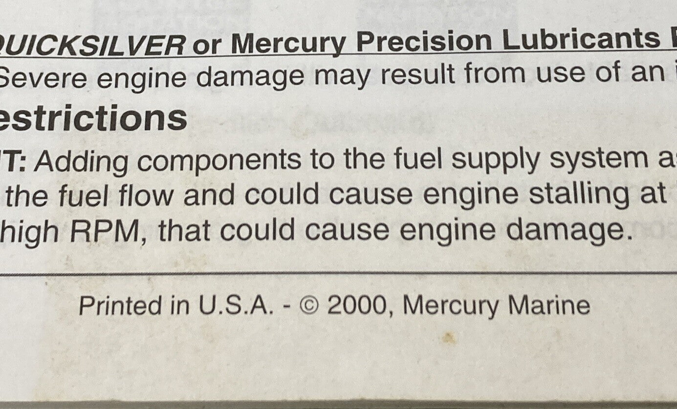 MERCURY QUICKSILVER 90-10200010 OPTIMAX 135/150/175 INSTALLATION MANUAL 2000
