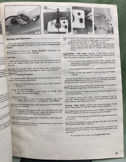 OMC EVINRUDE 211198 OWNER'S MANUAL MODELS 60/70 ENG SPAN FREN PORT 1988