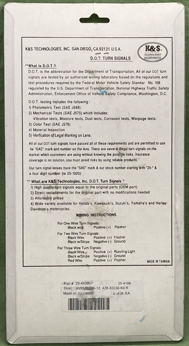NEW GENUINE K&S TECHNOLOGIES 25-4106 TURN SIGNAL