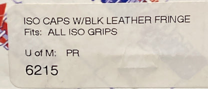 NEW IRON BRAID 6215 ISO CAPS W/ BLACK LEATHER FRINGE Only Fits KuryAkyn Grips