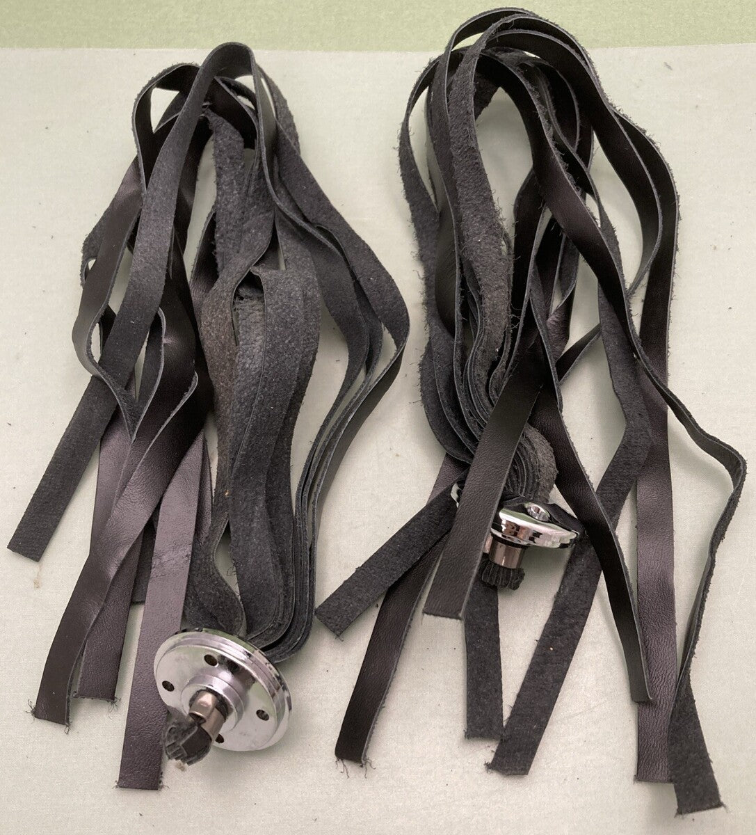 NEW IRON BRAID 6215 ISO CAPS W/ BLACK LEATHER FRINGE Only Fits KuryAkyn Grips
