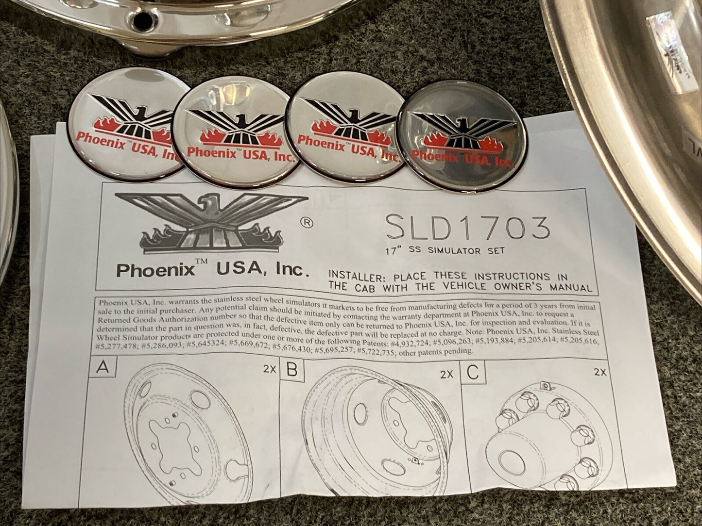 NEW PHOENIX SLD1703 SS WHEEL SIMULATOR SET 17" 8 LUG