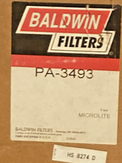 NEW GENUINE BALDWIN PA3493 ENGINE AIR FILTER IN DISPOSABLE HOUSING