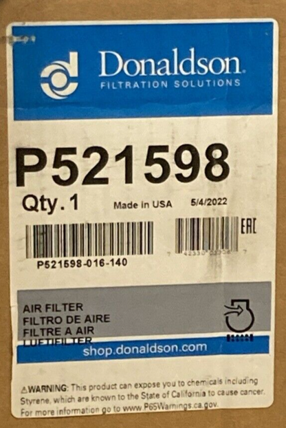 NEW GENUINE DONALDSON P521598 AIR FILTER PRIMARY KONEPAC™ W/ GASKET