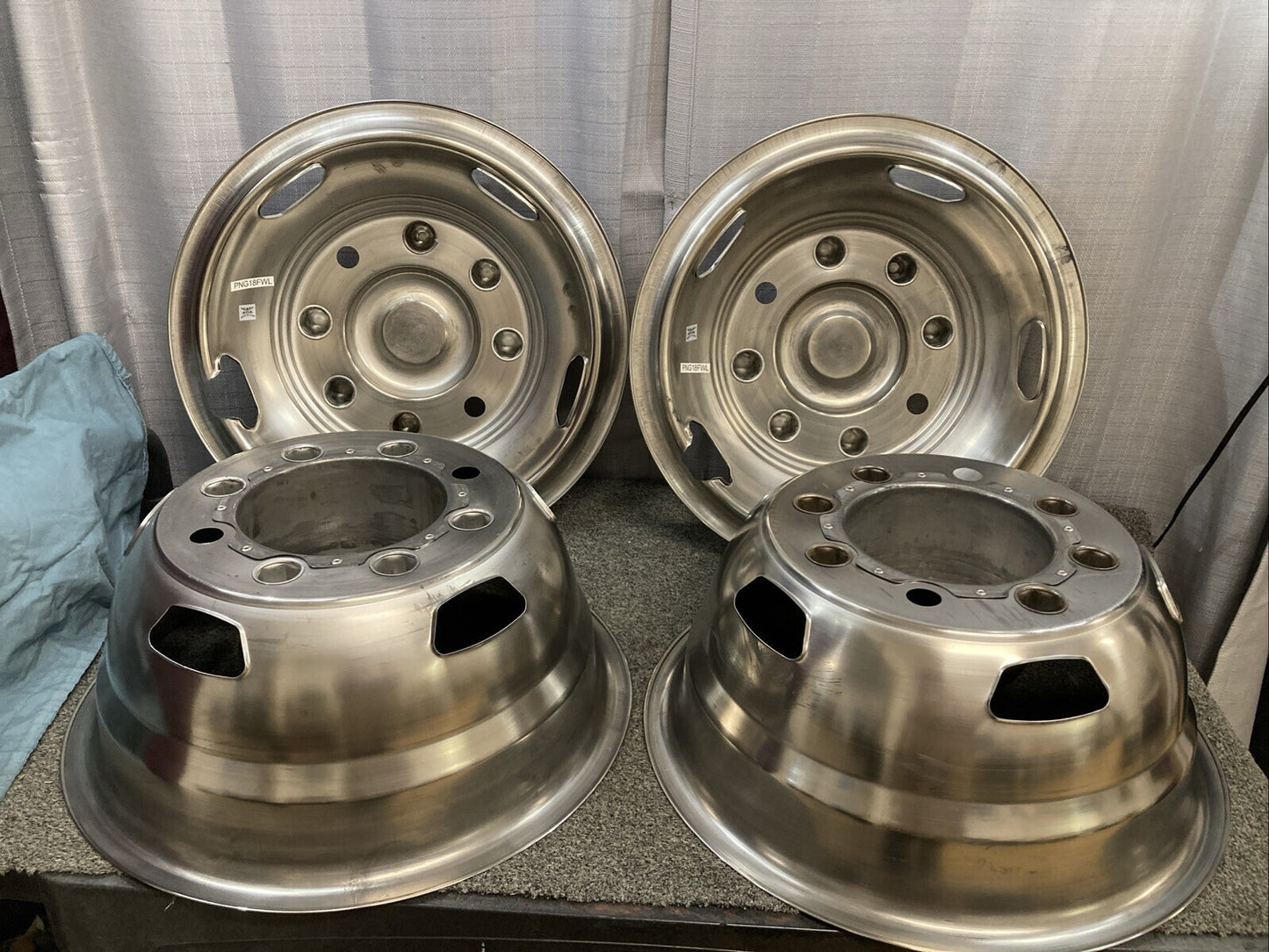 NEW D.O.T.LINER NG18 STAINLESS STEEL WHEEL SIMULATORS WITH STUD EXTENDERS 17"