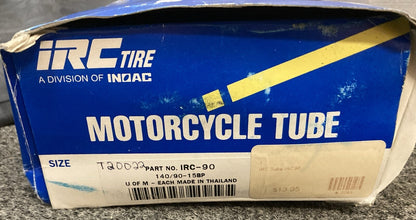 NEW GENUINE IRC TIRE T20022 MOTORCYCLE INNER TUBE, 140/90-15, 150/80-15, TR4