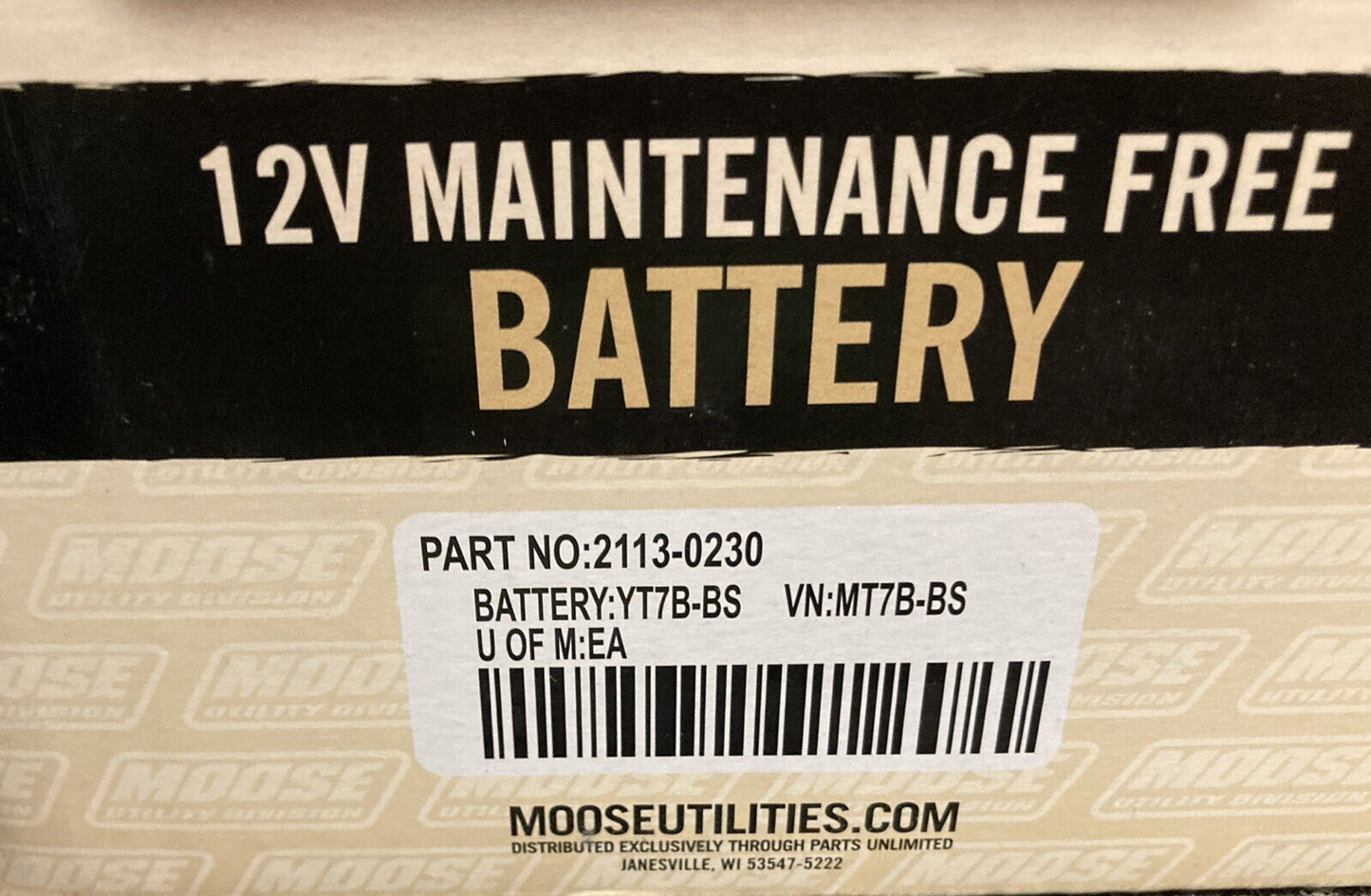 NEW GENUINE MOOSE UTILITY 2113-0230 12V AGM MAINTENANCE-FREE BATTERY YT7B-BS