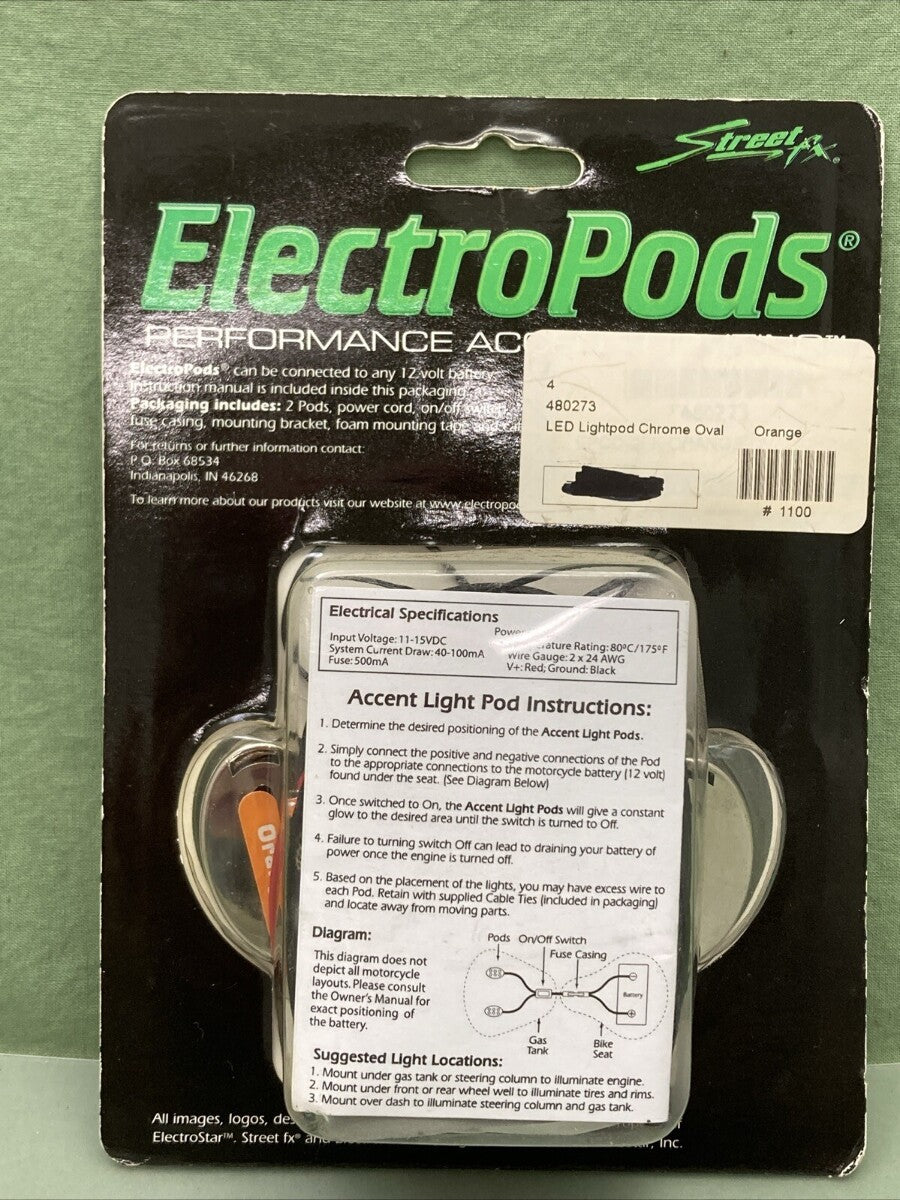 NEW STREET FX ELECTROPODS 1041904 ORANGE OVAL LED LIGHTS 12V