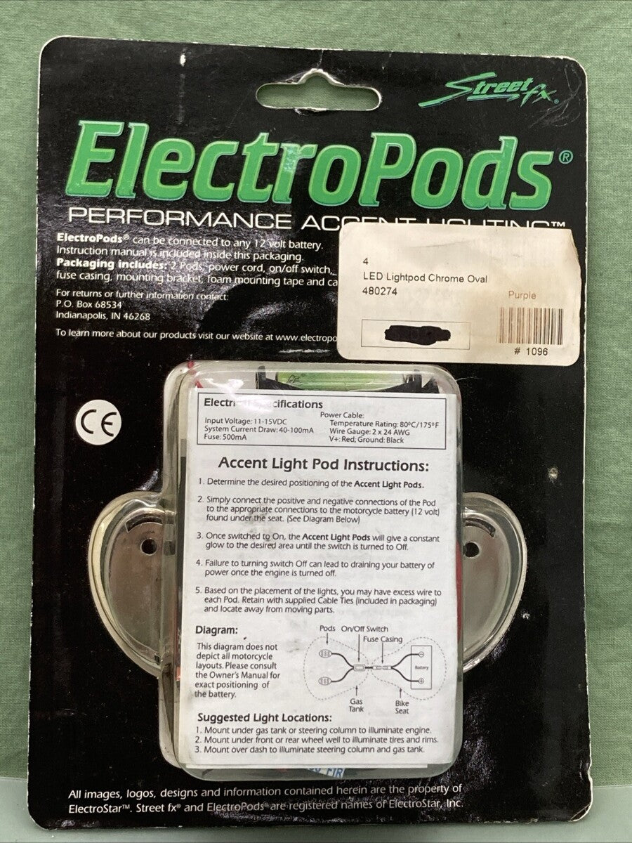 NEW STREET FX ELECTROPODS 480274 PURPLE OVAL LED LIGHTS 12V