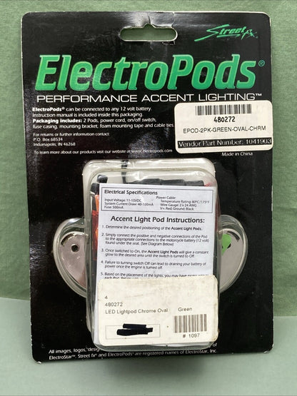NEW STREET FX ELECTROPODS 480272 GREEN OVAL LED LIGHTS 12V