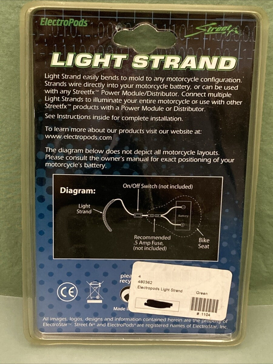 NEW STREET FX ELECTROPODS 480362 GREEN LED LIGHT STRAND