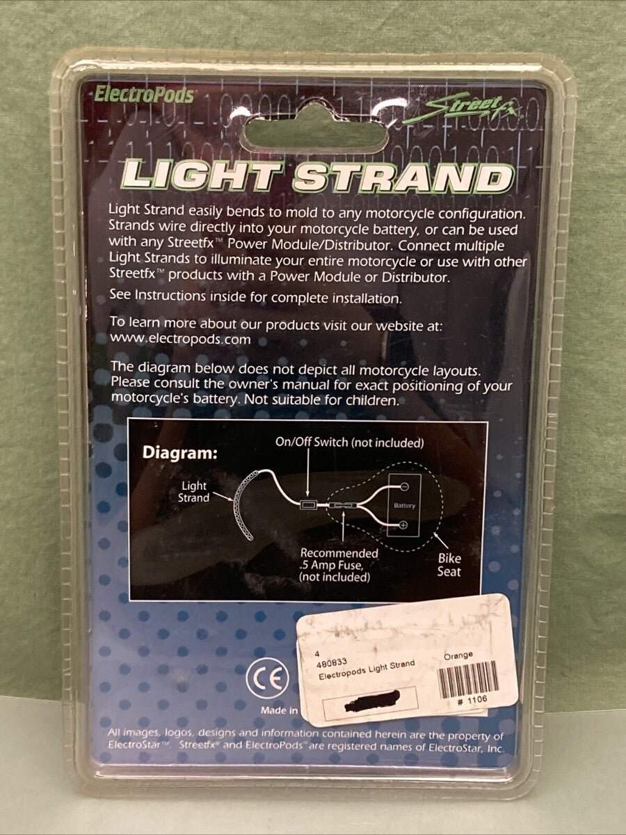 NEW STREET FX ELECTROPODS 480833 ORANGE LED LIGHT STRAND
