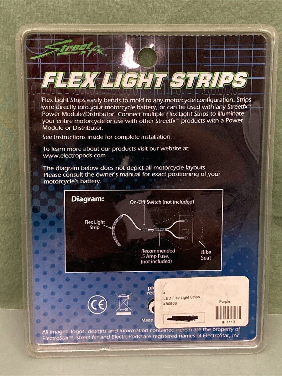 NEW STREET FX 480806 PURPLE FLEX LIGHT STRIPS 4.75"