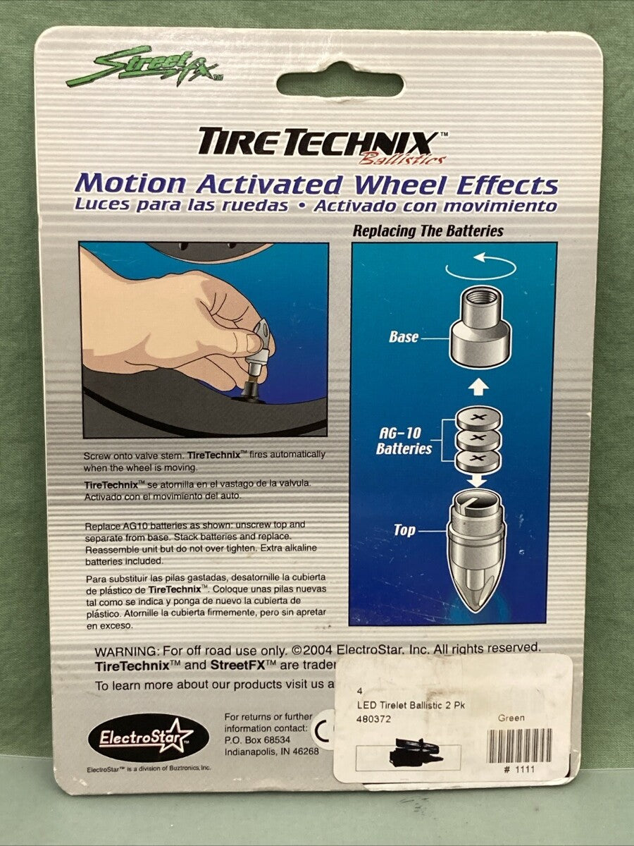 NEW STREET FX 480372 TIRE TECHNIX BALLISTICS GREEN LED
