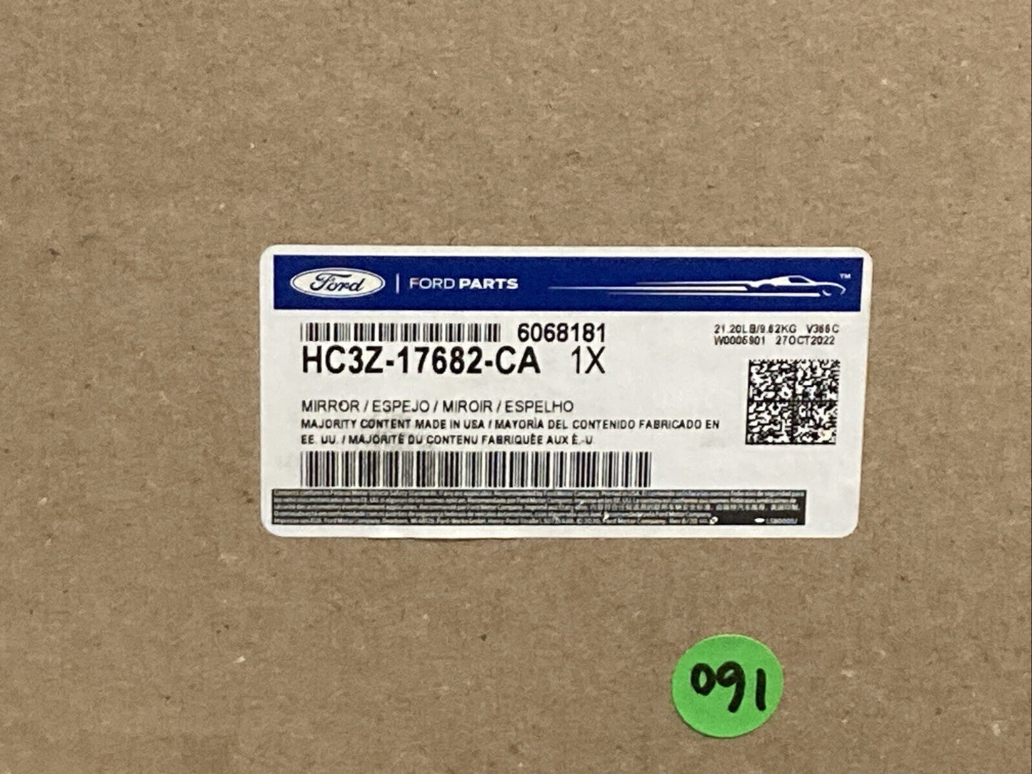 NEW GENUINE FORD HC3Z-17682-CA MIRROR ASSEMBLY RIGHT MANUAL TELESCOPING TOWING
