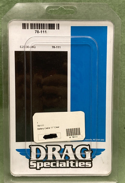 NEW GENUINE DRAG SPECIALTIES 78-111 BATTERY CABLE 11" CLEAR