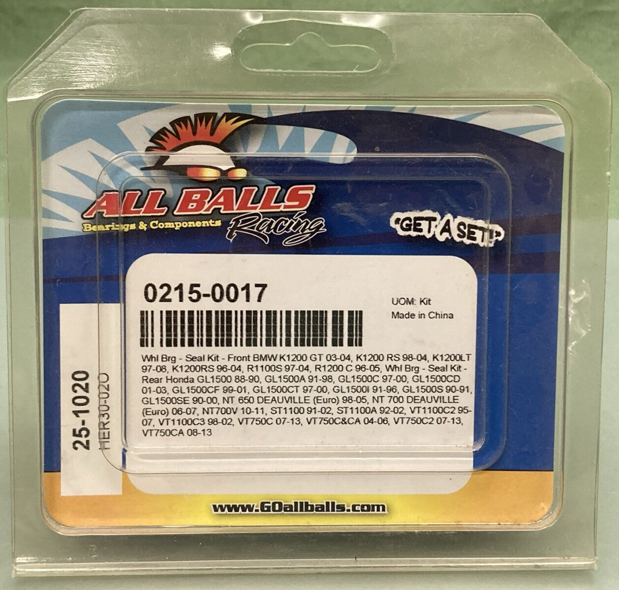 NEW GENUINE ALL BALLS RACING 0215-0017 WHEEL BEARING SEAL KIT FRONT/REAR