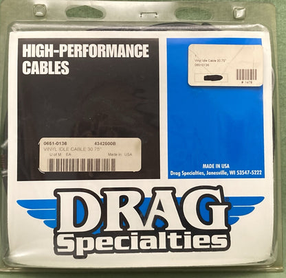 NEW GENUINE DRAG SPECIALTIES 0651-0136 VINYL IDLE CABLE 30.75"