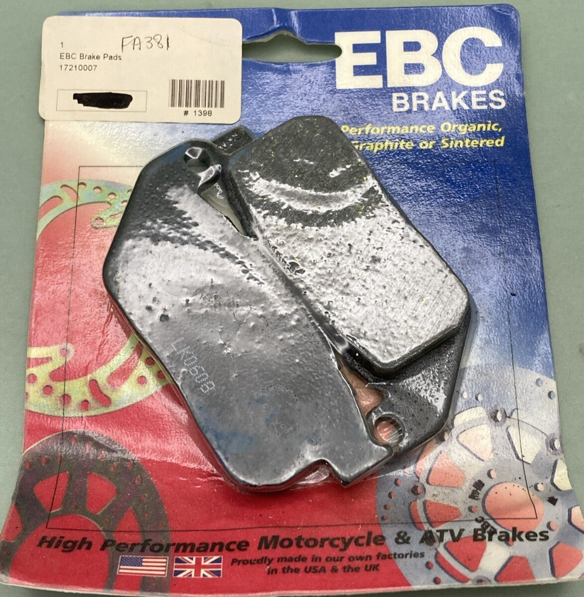 NEW GENUINE EBC BRAKES FA381 ORGANIC BRAKE PADS FRONT