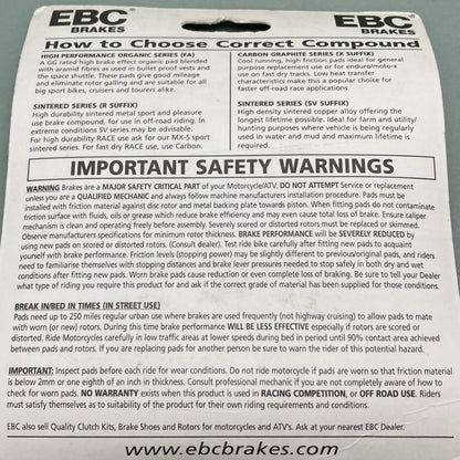 NEW GENUINE EBC BRAKES FA271X LONG LIFE SINTERED R BRAKE PADS FRONT/REAR