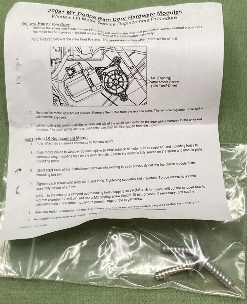 NEW GENUINE MOPAR 6804-5134-AB MOTOR POWER WINDOW REGULATOR