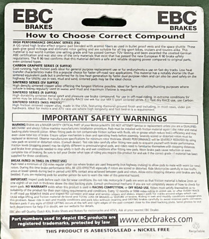 NEW GENUINE EBC BRAKES FA314R SEMI METALLIC BRAKE PADS REAR