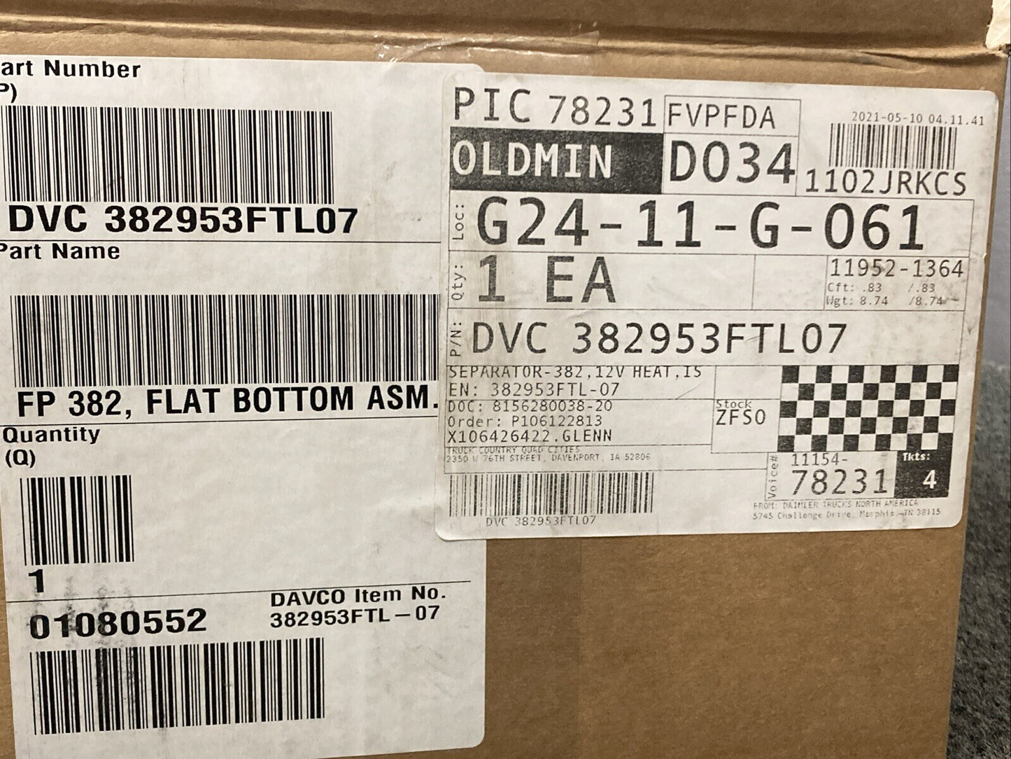 NEW GENUINE DAVCO DVC 382953FTL07 Separator 382, 12volt, Heat Sensor