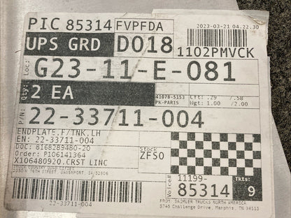 NEW GENUINE FEIGHTLINER 22-33711-004 Plate End - Fuel Tank, Step