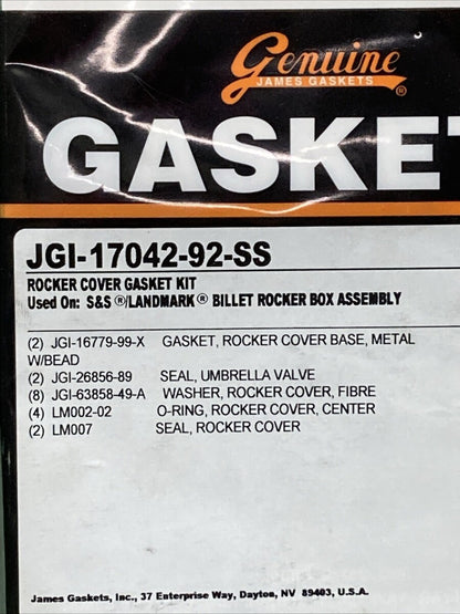 NEW GENUINE JAMES GASKET JGI-17042-92-SS ROCKER COVER GASKET KIT