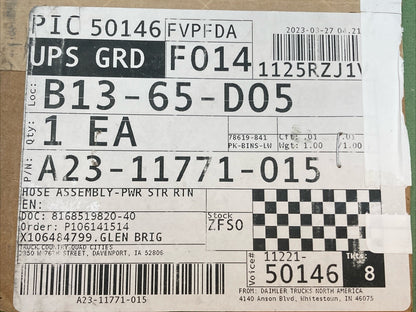 NEW GENUINE FREIGHTLINER A23-11771-015 POWER STEERING GEAR RETURN HOSE ASSEMBLY