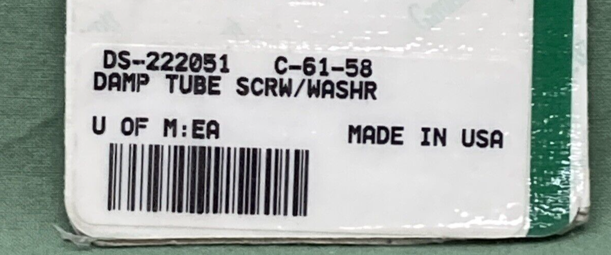 NEW GARDNER WESTCOTT COMPANY C-61-58 DAMP TUBE SCREW/WASHER DS-222051