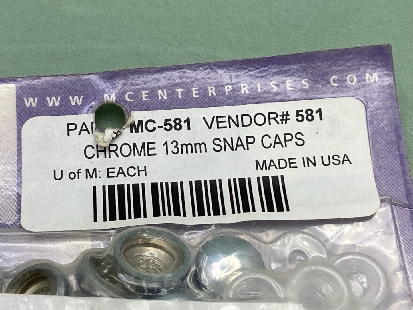 NEW MC ENTERPRISES MC-581 13MM CHROME SNAP CAP SET