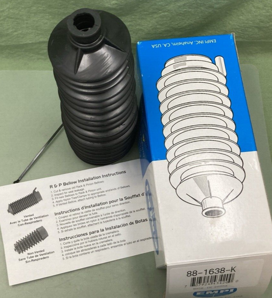 NEW EMPI 88-1638-K FRONT INNER STEERING RACK BOOT BELLOW W/ TIES & INSTRUCTIONS