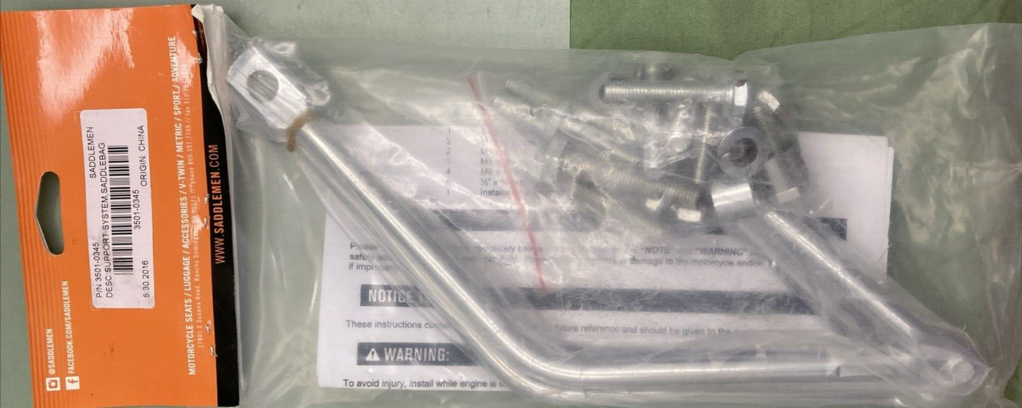 NEW GENUINE SADDLEMEN 3501-0345 METRIC SADDLEBAG SUPPORT CHROME