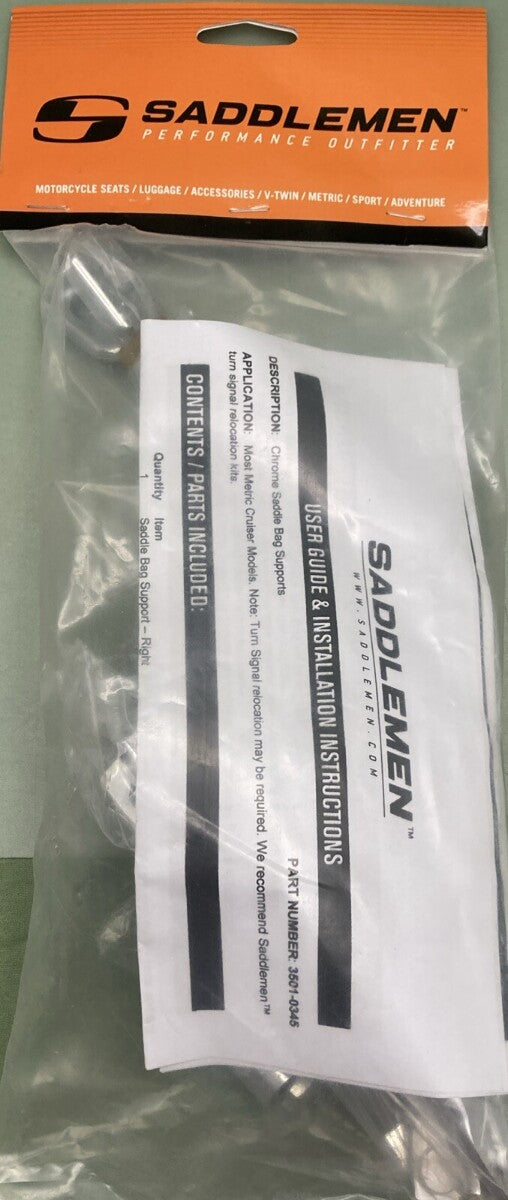 NEW GENUINE SADDLEMEN 3501-0345 METRIC SADDLEBAG SUPPORT CHROME