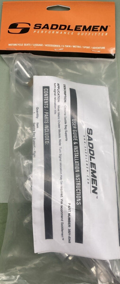 NEW GENUINE SADDLEMEN 3501-0345 METRIC SADDLEBAG SUPPORT CHROME