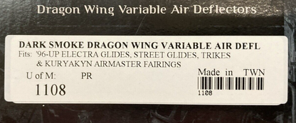 NEW GENUINE KURYAKYN 1108 DARK SMOKE DRAGON WING VARIABLE AIR DEFLECTORS