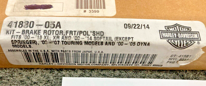 NEW GENUINE HARLEY-DAVIDSON 41830-05A POLISHED LEFT FRONT BRAKE ROTOR KIT