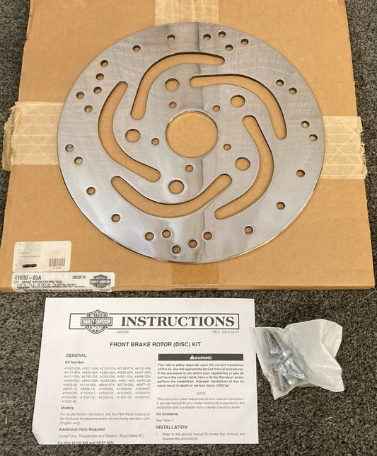 NEW GENUINE HARLEY-DAVIDSON 41830-05A POLISHED LEFT FRONT BRAKE ROTOR KIT