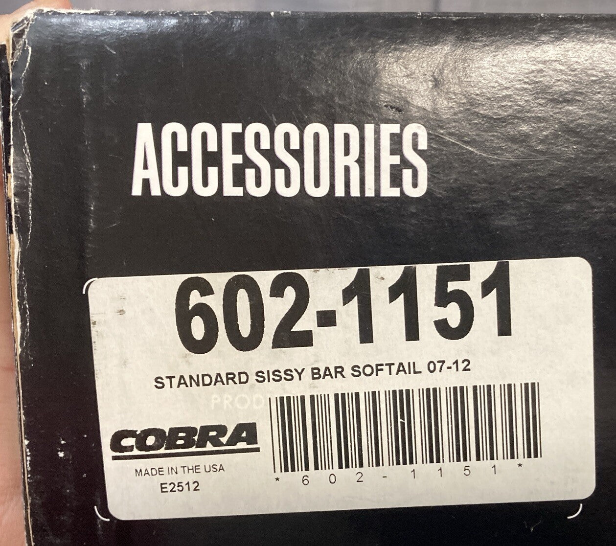 NEW GENUINE COBRA 602-1151 STANDARD SQUARE SISSY BAR 17'' CHROME, HARLEY