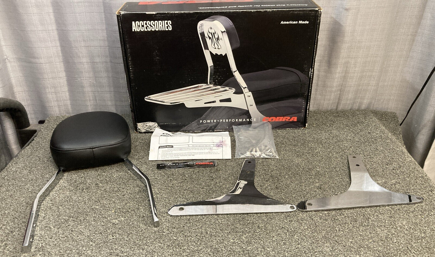 NEW GENUINE COBRA 602-1151 STANDARD SQUARE SISSY BAR 17'' CHROME, HARLEY