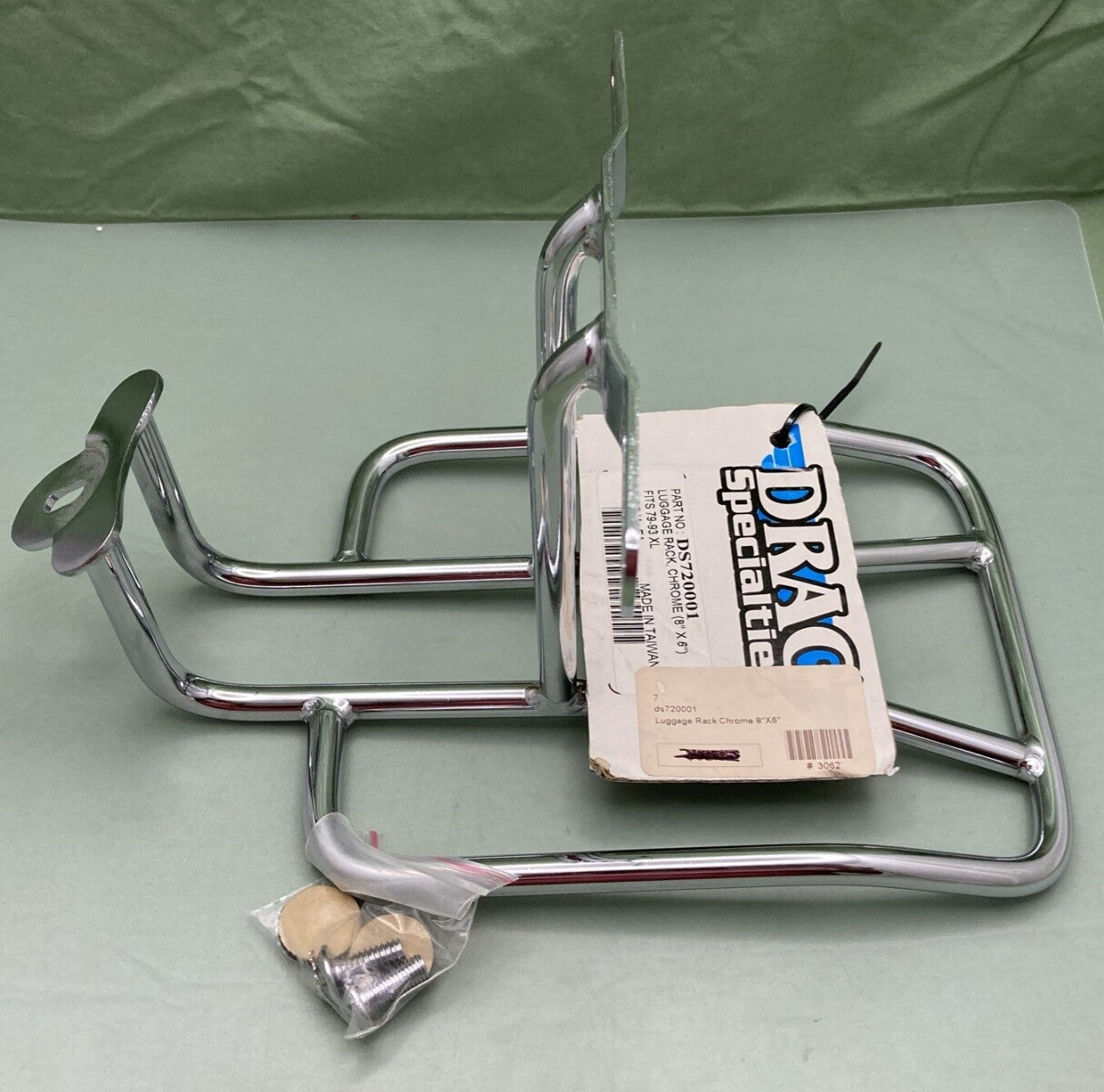 NEW GENUINE DRAG SPECIALTIES DS720001 LUGGAGE RACK, CHROME (8''X6'')  XL 79-93