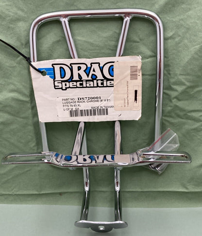 NEW GENUINE DRAG SPECIALTIES DS720001 LUGGAGE RACK, CHROME (8''X6'')  XL 79-93