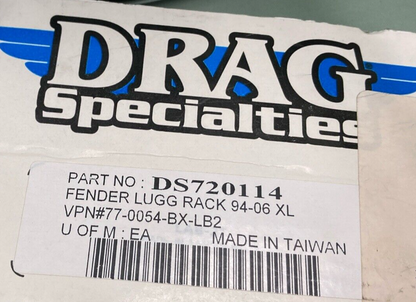 NEW GENUINE DRAG SPECIALTIES DS-720114 FENDER LUGGAGE RACK, XL 94-06