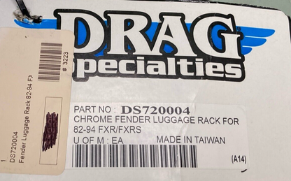 NEW GENUINE DRAG SPECIALTIES DS-720004 CHROME FENDER LUGGAGE RACK FXR/FXRS 82-94