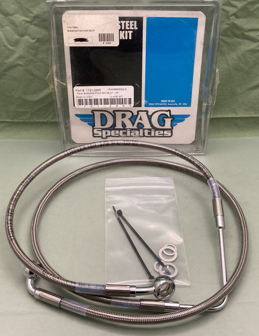 NEW GENUINE DRAG SPECIALTIES 1741-2665 FRONT BRAKELINE WG 06-07