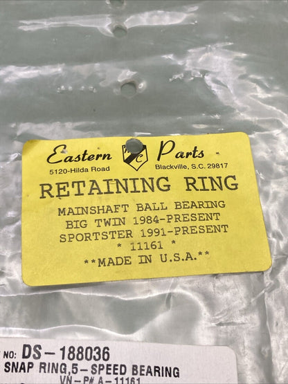 QTY 4 NEW EASTERN MOTORCYCLE PARTS 11161 RETAINING RING, MAINSHAFT BALL BEARING