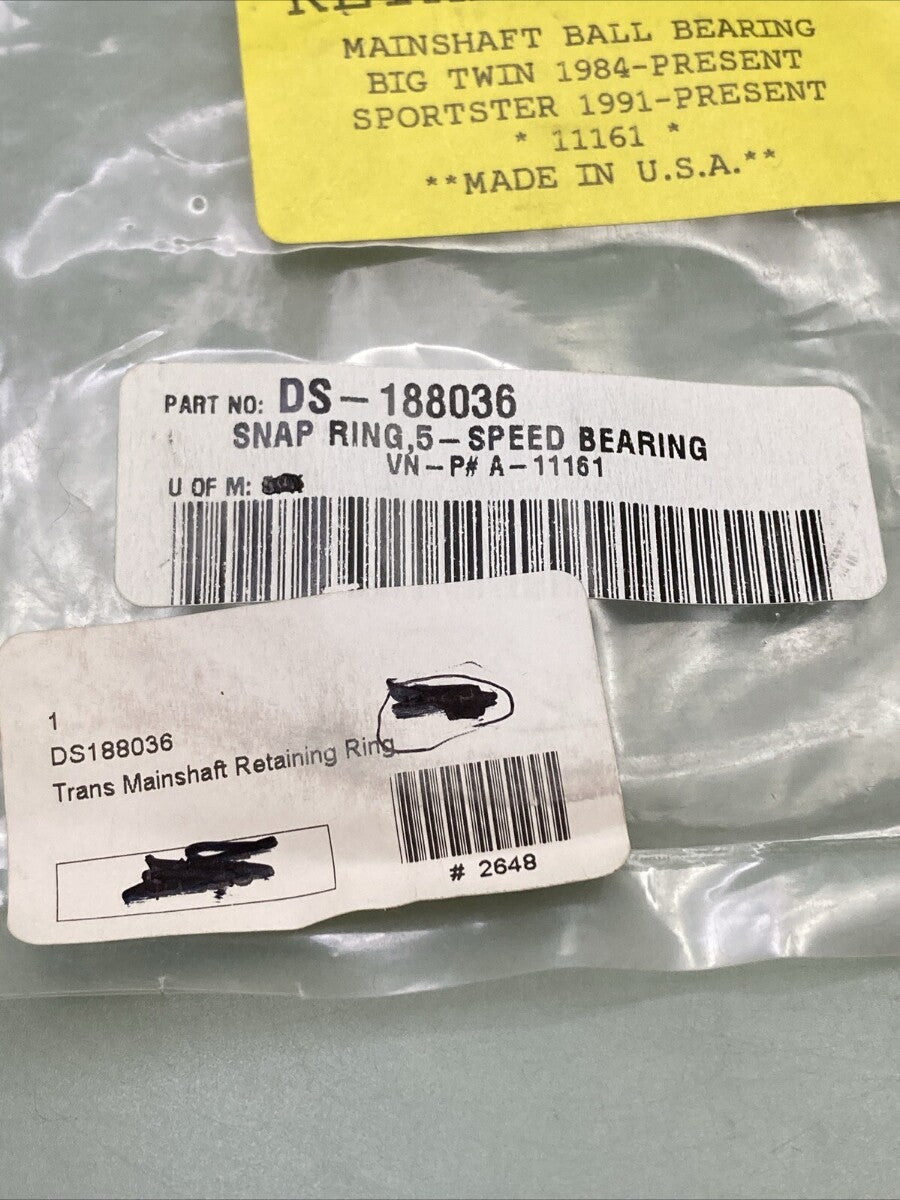 QTY 4 NEW EASTERN MOTORCYCLE PARTS 11161 RETAINING RING, MAINSHAFT BALL BEARING