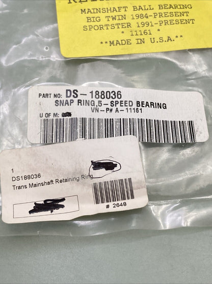 QTY 4 NEW EASTERN MOTORCYCLE PARTS 11161 RETAINING RING, MAINSHAFT BALL BEARING